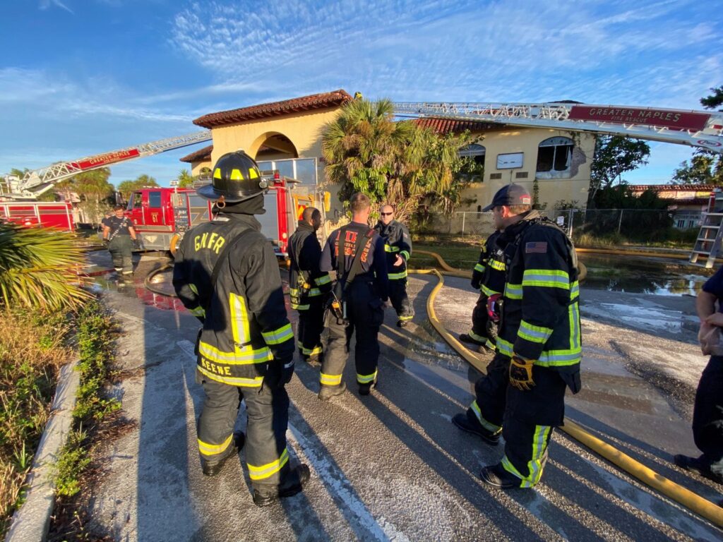 Firefighters at house fire in Naples
